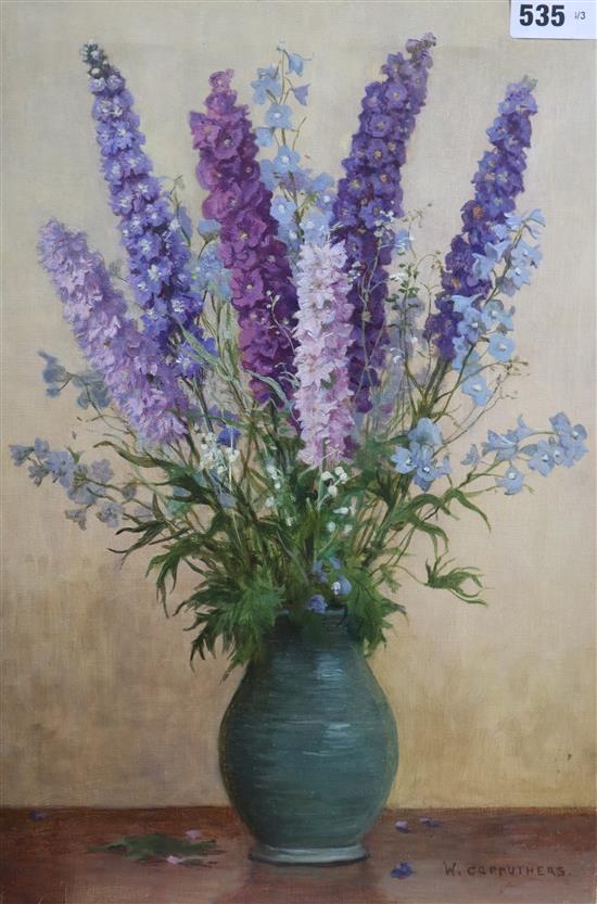 William Affleck (1868-1943) aka William Carruthers, Delphiniums, signed, 46 x 31cm